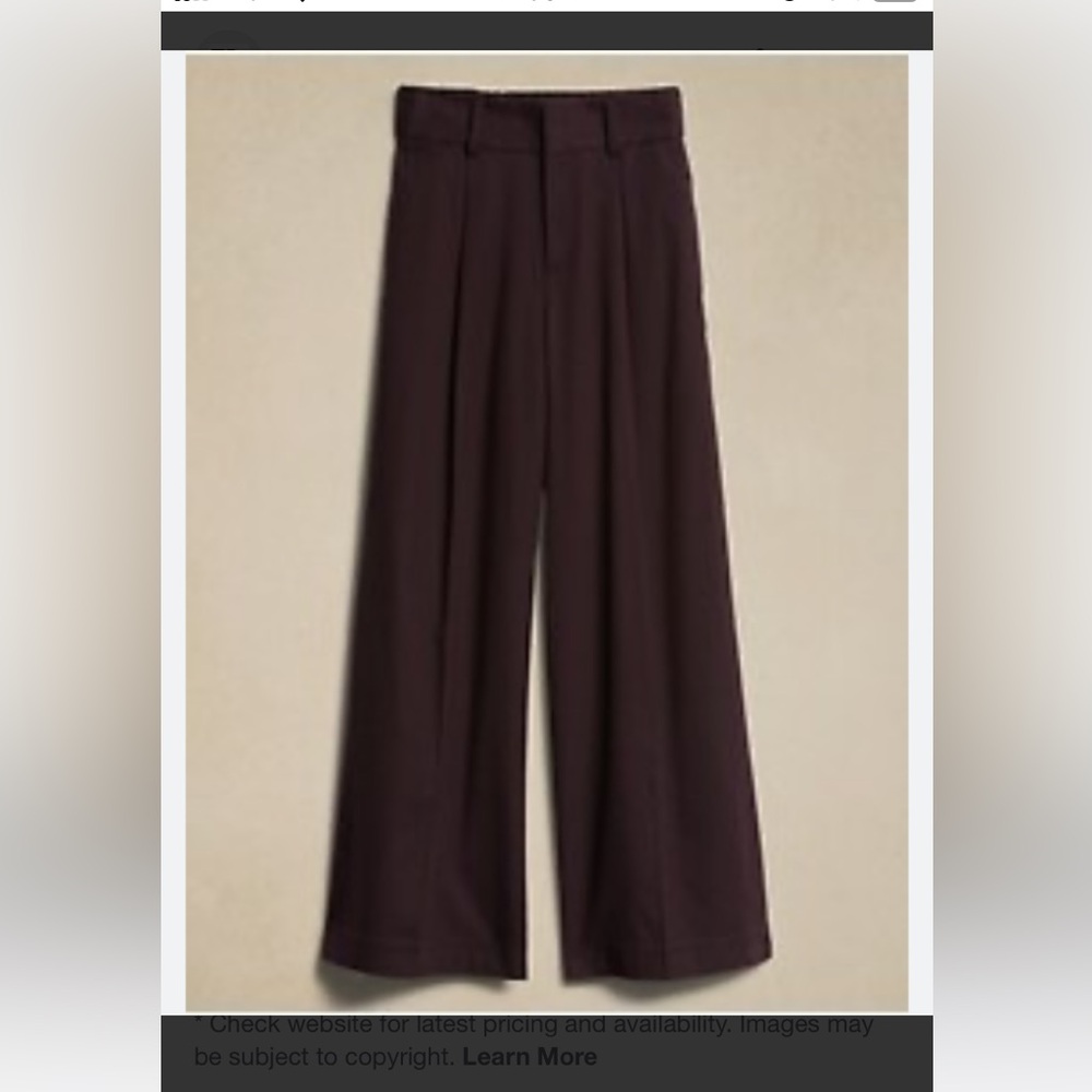 NWT Wide leg Banana Republic Loulou flannel high rise burgundy pant